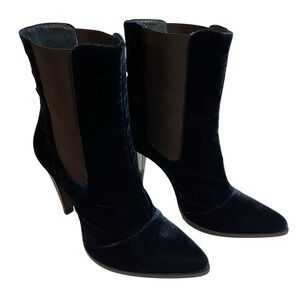 Jenni Kayne Dark‎ Green Velvet Heeled Boots Italian Sz 39 (US 9) Booties